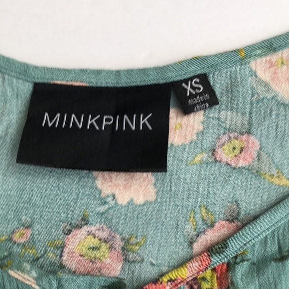 MinkPink Green Mint Spaghetti Straps Floral Button Down Camisole Top Blo… - Picture 5 of 6